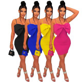 Bow Tie Slim Sling Mini Dress AIL-237