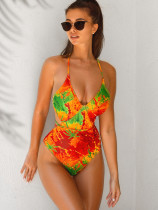 Tie Dye Print Sexy One Piece Swimsuit CASF-6535