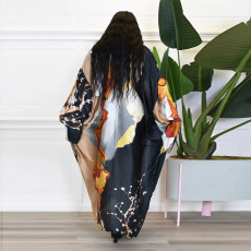 Casual Print Long Sleeve Cardigan(Without Waist Belt) OD-8539