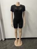 Solid Short Sleeve Knits Romper OSM-4386