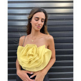 Sexy Solid Color Flower Wrap Chest Tops ASL-6638
