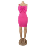 Bow Tie Slim Sling Mini Dress AIL-237