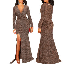 Sexy Fashion Split V-neck Maxi Dress SMR-11581