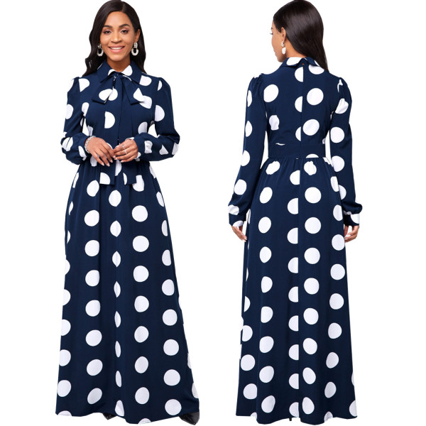 Fashion Print Long Sleeve Maxi Dress SMR-11427