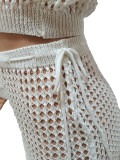 Knits Hollow Out Bandage Two Piece Skirts Set CM-8664