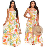 Printed Sleeveless Lace-up Maxi Dress YF-10427