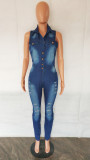 Casual Denim Sleeveless Button Jumpsuit LX-6951