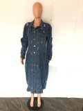 Casual Denim Holes Long Sleeve Holes Long Coats LX-5527