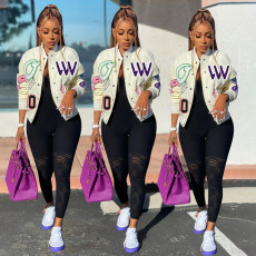 Fashion Print Long Sleeve Coat MK-3144