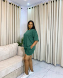Casual Solid Color Short Sleeve Shorts Sport Set OMY-11003