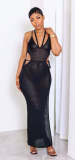 Sexy Mesh Backless Split Maxi Dress CM-8666