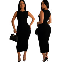 Fashion Solid Color Sleeveless Dress SMR-11880