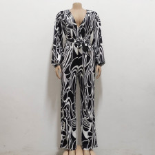Fashion Print Long Sleeve Jumpsuits SMR-11936