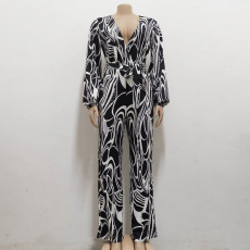 Fashion Print Long Sleeve Jumpsuits SMR-11936