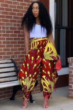 Fashion Print Wide Leg Bandage Pants OMY-11001