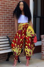 Fashion Print Wide Leg Bandage Pants OMY-11001