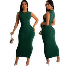 Fashion Solid Color Sleeveless Dress SMR-11880