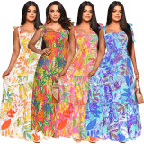 Printed Sleeveless Lace-up Maxi Dress YF-10427