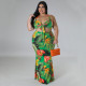 Plus Size Sexy Print Halter Tie Up Skirts Two Piece Set NNWF-7799