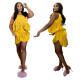 Solid Color Sleeveless Top Fungus Edge Skirt Two Piece Set YF-10436