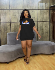 Solid Print Bat Sleeve T Shirt And Shorts Set MAE-2163