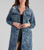 Casual Denim Holes Long Sleeve Holes Long Coats LX-5527