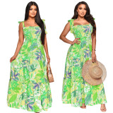 Printed Sleeveless Lace-up Maxi Dress YF-10427