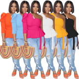 Plus SIize Sexy One Shoulder Puff Sleeve Top LDS-3265