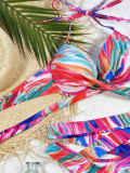 Printed Lace Up Swimsuit 2 Piece CSYZ-C77K