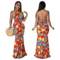 Sexy Tie Up Backless Maxi Dress YF-10420
