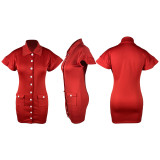 Solid Color Ruffle Sleeve Dress TE-4602