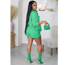 Casual Color Block Shirt And Shorts Two Piece Set YIY-5358