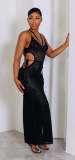 Sexy Mesh Backless Split Maxi Dress CM-8666