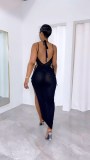 Sexy Mesh Backless Split Maxi Dress CM-8666