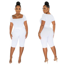 Square Neck Short Sleeve Two Piece Set YF-10396