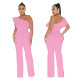 Solid Color Ruffled Jumpsuit With Belt YF-10423