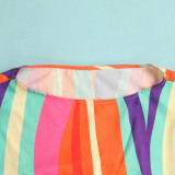 Plus Size Colorful Stripe Long Sleeve Midi Dress NY-10259