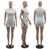 Solid Color Short Sleeve Shorts Two Piece Set OY-6502