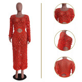 Sexy Hollow Sequin Beach Maxi Dress TR-1250