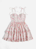 Sexy Ruffles Sling Print Dress FSXF-F389