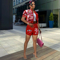 Fashion Sports Short Sleeve Baseball Coat Shorts Suit TK-6281
