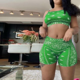 Sexy Print Sling Vest And Shorts Two Piece Set GLF-08072