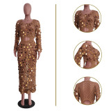 Sexy Hollow Sequin Beach Maxi Dress TR-1250