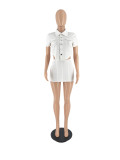 Button Top Mini Skirt Two Piece Set IV-8375