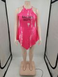 Plus Size Tie Dye Sleeveless Sexy Irregular Romper XMF-255