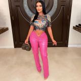 Tight Low Waist PU Leather Pants GWDS-230389