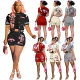 Fashion Sports Short Sleeve Baseball Coat Shorts Suit TK-6281