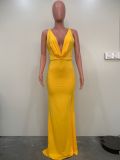 Fashion Sexy Backless Solid Color Maxi Dress ORY-5240