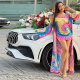 Casual Print Long Coat And Sling Dress 2 Piece Set FSXF-F501