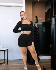 Long Sleeve Halter Slim Shorts Sport Suit ME-8293